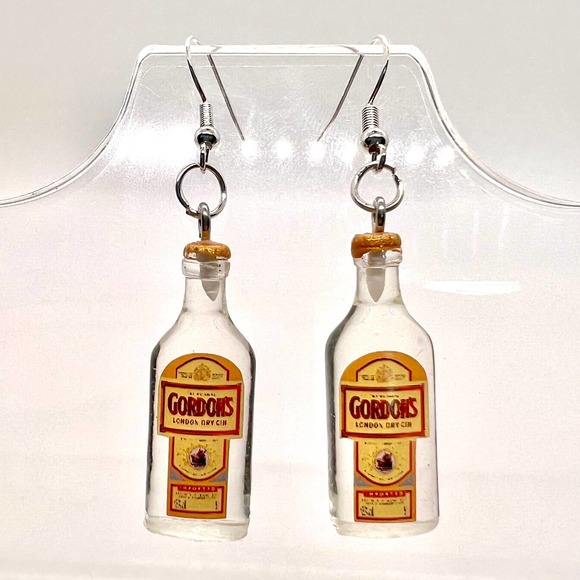 Gordons Gin Earrings - Alcohol Earrings - New Years Earrings - Party Earrings - Picture 1 of 8